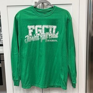 FGCU Florida Gold Coast University Green Long Sleeve Logo Tee NWOT